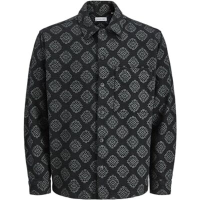 JACK & JONES Jjaztek Print Overshirt Ls, svart, XL JACK & JONES Jjaztek Print Overshirt Ls, svart, XL