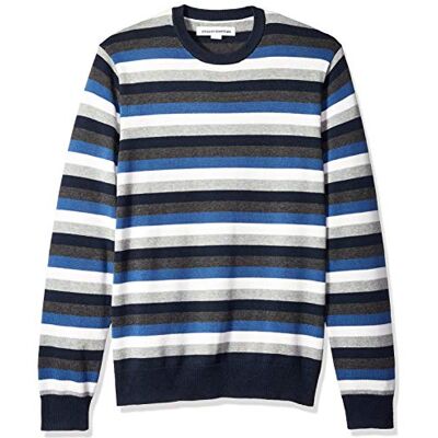 Amazon Essentials Men's Tröja med rund hals (finns i Big & Tall), Flerfärgad Rand, L Amazon Essentials Men's Tröja med rund hals (finns i Big & Tall), Flerfärgad Rand, L