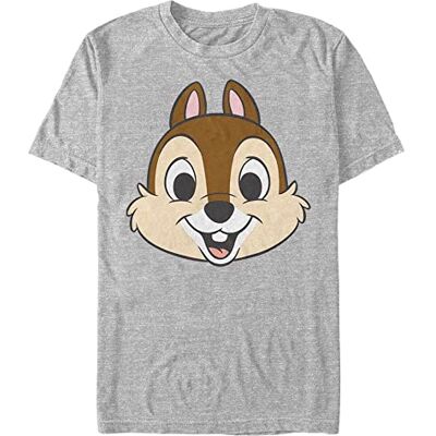Disney Classics Unisex Musse & Friends-Chip Big Face Organic Short Sleeve t-shirt, Melange Grey, S, Melange grå, S Disney Classics Unisex Musse & Friends-Chip Big Face Organic Short Sleeve t-shirt, Melange Grey, S, Melange grå, S