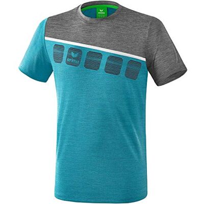 Erima 5-C t-shirt för män, orientalisk blå melange/grå melange/vit, S Erima 5-C t-shirt för män, orientalisk blå melange/grå melange/vit, S