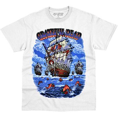 Liquid Blue Grateful Dead Ship of Fools vit T-shirt Liquid Blue Grateful Dead Ship of Fools vit T-shirt