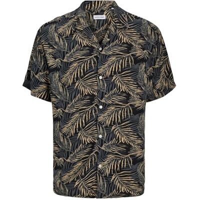 JACK & JONES JJEJEFF Tropical AOP Resort Shirt SN PLS, svart, 3XL JACK & JONES JJEJEFF Tropical AOP Resort Shirt SN PLS, svart, 3XL