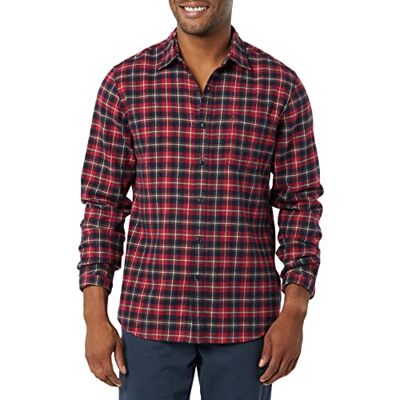 Amazon Essentials Men's Långärmad rutig flanellskjorta smal passform (färger i begränsad upplaga), Mörkröd Rutig, S Amazon Essentials Men's Långärmad rutig flanellskjorta smal passform (färger i begränsad upplaga), Mörkröd Rutig, S