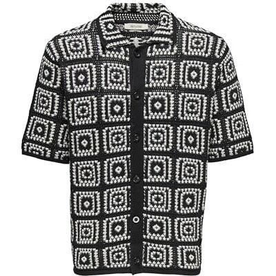 Only & Sons Onsbart Rlx 5 Ss Shirt Knit, svart, XXL Only & Sons Onsbart Rlx 5 Ss Shirt Knit, svart, XXL
