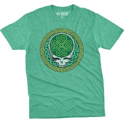 Liquid Blue Flytande blå Grateful Dead Celtic Shamrock Syf T-shirt i polybomull Liquid Blue Flytande blå Grateful Dead Celtic Shamrock Syf T-shirt i polybomull