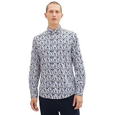 TOM TAILOR herrskjorta, 32326-off white sea green design, M TOM TAILOR herrskjorta, 32326-off white sea green design, M