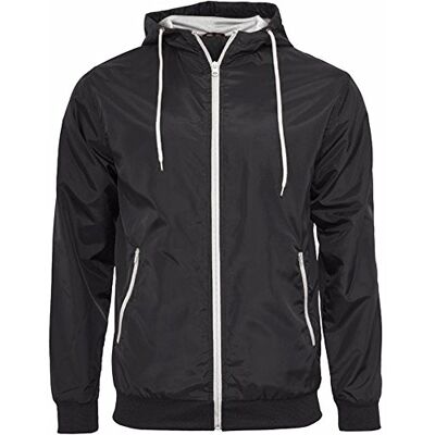 Build Your Brand Windrunner för män, Blk/vit, XXL Build Your Brand Windrunner för män, Blk/vit, XXL
