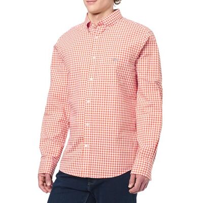GANT Reg Classic Poplin Gingham-skjorta för män, Djuporange, 3XL GANT Reg Classic Poplin Gingham-skjorta för män, Djuporange, 3XL