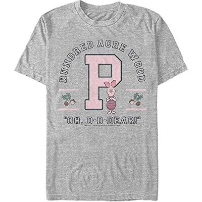 Disney Classics Unisex Nalle The Pooh-Piglet Collegiate Organic Short Sleeve T-shirt, Melange Grey, S, Melange grå, S Disney Classics Unisex Nalle The Pooh-Piglet Collegiate Organic Short Sleeve T-shirt, Melange Grey, S, Melange grå, S