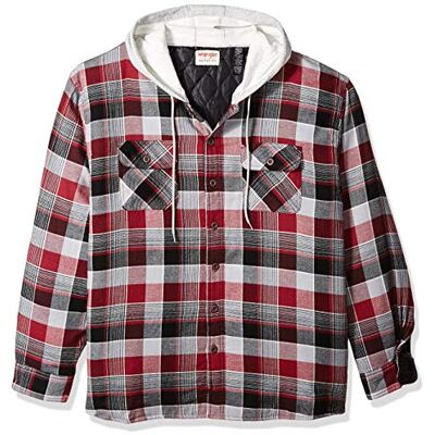 Wrangler Authentics Wrangler Originals långärmad, quiltad och fodrad flanellskjortjacka med huva för herrar, L Wrangler Authentics Wrangler Originals långärmad, quiltad och fodrad flanellskjortjacka med huva för herrar, L