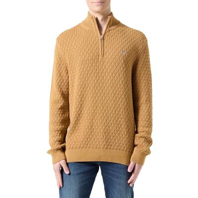 GANT Texturerad bomull halv dragkedja, Mörk mandel, 4XL GANT Texturerad bomull halv dragkedja, Mörk mandel, 4XL