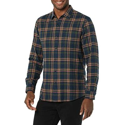 Amazon Essentials Men's Långärmad rutig flanellskjorta smal passform (färger i begränsad upplaga), Mörkgrön Marinblå Rutig, XS Amazon Essentials Men's Långärmad rutig flanellskjorta smal passform (färger i begränsad upplaga), Mörkgrön Marinblå Rutig, XS