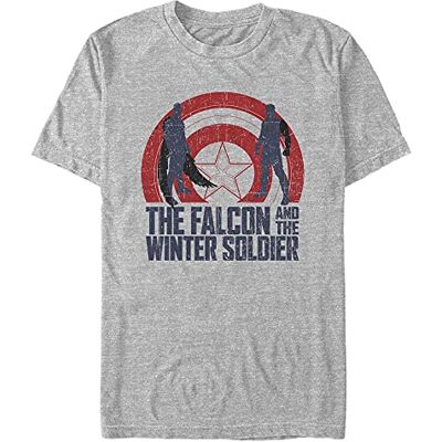 Marvel Unisex The Falcon And The Winter Soldier Shield Sun Organic kortärmad T-shirt, Melange grå, XL Marvel Unisex The Falcon And The Winter Soldier Shield Sun Organic kortärmad T-shirt, Melange grå, XL