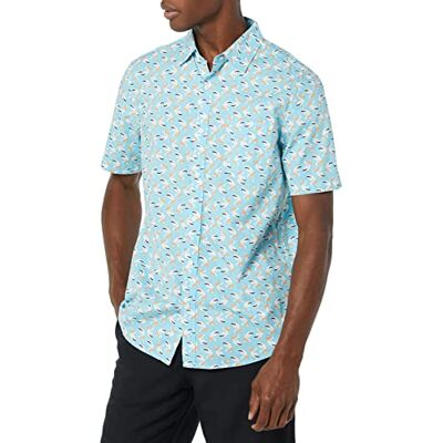 Amazon Essentials kortärmad stretch-poplin-skjorta för män (finns i stora och långa), aqua-blå, medium Amazon Essentials kortärmad stretch-poplin-skjorta för män (finns i stora och långa), aqua-blå, medium