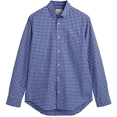 GANT Herr REG POPLIN Gingham-skjorta klassisk skjorta, collegeblå, standard, College Blue, XXL GANT Herr REG POPLIN Gingham-skjorta klassisk skjorta, collegeblå, standard, College Blue, XXL