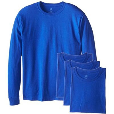 Hanes Långärmad ComfortSoft T-shirt för män (förpackning med 4), Djupt kunglig, XXL Hanes Långärmad ComfortSoft T-shirt för män (förpackning med 4), Djupt kunglig, XXL