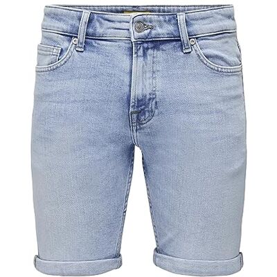 Only & Sons herrshorts, Ljusblå denim, XS Only & Sons herrshorts, Ljusblå denim, XS