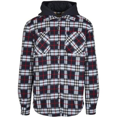 Urban Classics Herr Polar Fleece Overshirt Jackor, Midnattmarinblå/röd, S Urban Classics Herr Polar Fleece Overshirt Jackor, Midnattmarinblå/röd, S