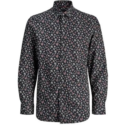 JACK & JONES Jprblayork Print Dobby L/S skjorta, svart, XXL JACK & JONES Jprblayork Print Dobby L/S skjorta, svart, XXL