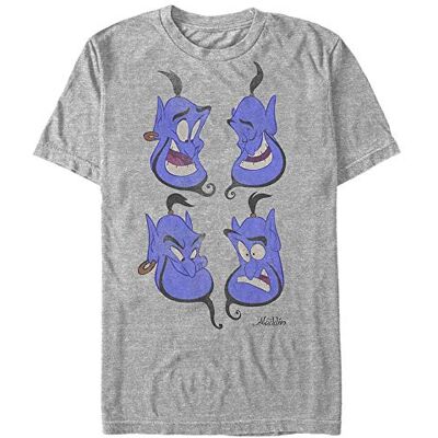 Disney Unisex Aladdin Genie Faces Organic kortärmad T-shirt, Melange grå, L Disney Unisex Aladdin Genie Faces Organic kortärmad T-shirt, Melange grå, L