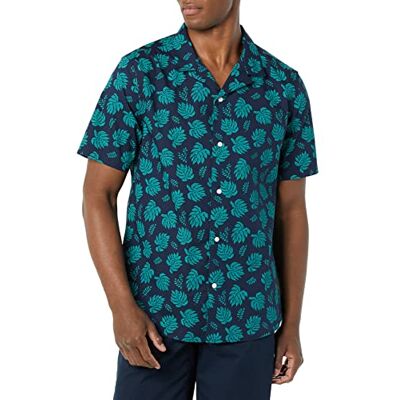 Amazon Essentials herrars standard-fit semesterskjorta, marinblå palmblad, XX-Large Amazon Essentials herrars standard-fit semesterskjorta, marinblå palmblad, XX-Large