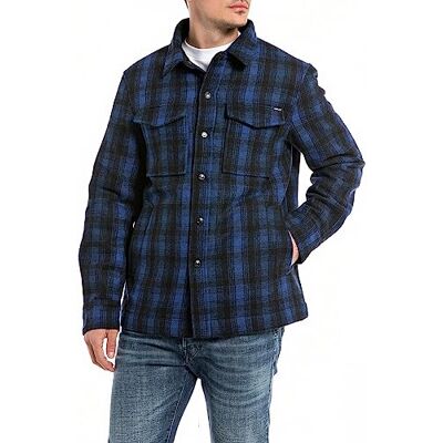 Replay Herrskjorta med normal passform, 010 svart/royal, 3XL Replay Herrskjorta med normal passform, 010 svart/royal, 3XL