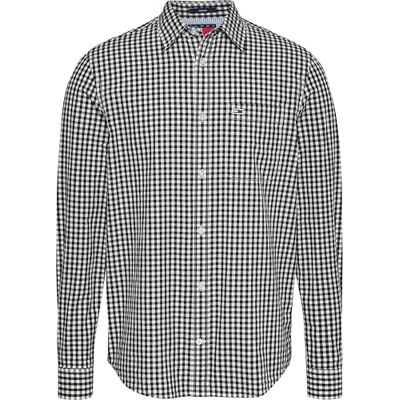 Tommy Jeans herr TJM POPLIN rutig skjorta DM0DM21115 L/S skjorta, svart (svart), S, svart (svart), S Tommy Jeans herr TJM POPLIN rutig skjorta DM0DM21115 L/S skjorta, svart (svart), S, svart (svart), S
