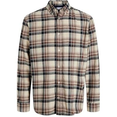 JACK & JONES Jjeclassic Flannel Check Shirt Ls Sn, Antik vit, L JACK & JONES Jjeclassic Flannel Check Shirt Ls Sn, Antik vit, L