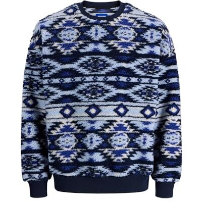 JACK & JONES Joreddie Teddy Crew Neck T25, Sky Captain, M JACK & JONES Joreddie Teddy Crew Neck T25, Sky Captain, M