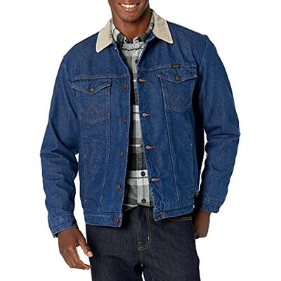 Wrangler herr hög och stor filt fodrad denimjacka Wrangler herr hög och stor filt fodrad denimjacka