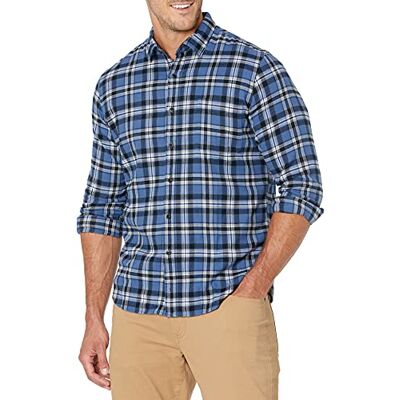 Amazon Essentials Men's Långärmad rutig flanellskjorta smal passform (färger i begränsad upplaga), Svart Blå Rutig, XS Amazon Essentials Men's Långärmad rutig flanellskjorta smal passform (färger i begränsad upplaga), Svart Blå Rutig, XS