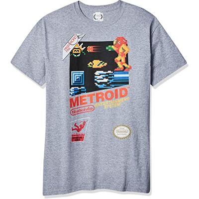 Nintendo Metroid Graphic T-shirt för män, Grå // Vintage Metroid, S Nintendo Metroid Graphic T-shirt för män, Grå // Vintage Metroid, S