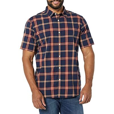 Amazon Essentials mäns Slim-Fit kortärmad poplin-skjorta, marinblå röd pläd, X-Large Amazon Essentials mäns Slim-Fit kortärmad poplin-skjorta, marinblå röd pläd, X-Large