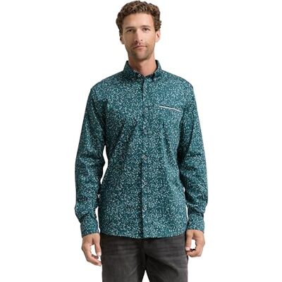 TOM TAILOR herrskjorta, 38528 – Grön oregelbunden liten design, L TOM TAILOR herrskjorta, 38528 – Grön oregelbunden liten design, L