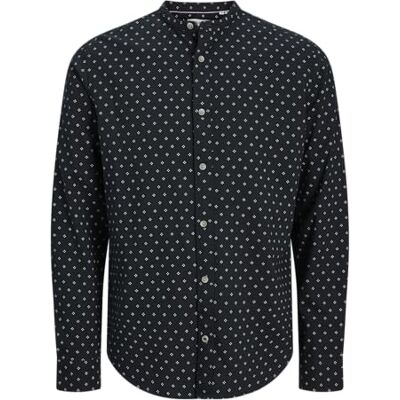 JACK & JONES Jjpierre Slub AOP band skjorta Ls, Sky Captain, S JACK & JONES Jjpierre Slub AOP band skjorta Ls, Sky Captain, S