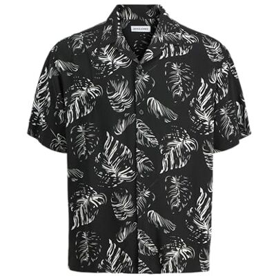 JACK & JONES Jjrox AOP Resort Shirt Ss, svart, S JACK & JONES Jjrox AOP Resort Shirt Ss, svart, S