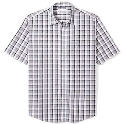 Amazon Essentials Men's Kortärmad poplinskjorta med normal passform, Svart Grå Rutig, XXL Amazon Essentials Men's Kortärmad poplinskjorta med normal passform, Svart Grå Rutig, XXL