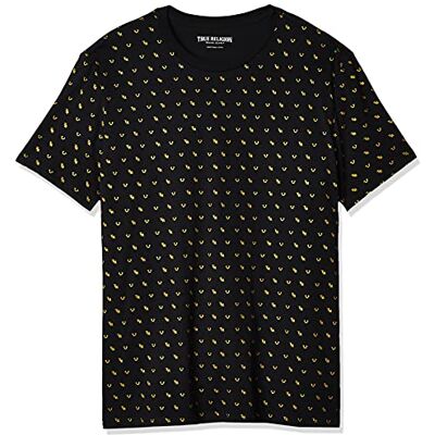 True Religion T-shirt för män över monogram, Svart, 3XL True Religion T-shirt för män över monogram, Svart, 3XL