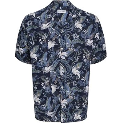 JACK & JONES JJEJEFF Tropical AOP Resort Shirt SS SN, Sky Captain, XS JACK & JONES JJEJEFF Tropical AOP Resort Shirt SS SN, Sky Captain, XS