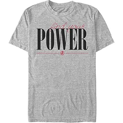 Marvel Unisex Avengers Classic-Power Script Organic Short Sleeve T-shirt, Melange Grey, M, Melange grå, M Marvel Unisex Avengers Classic-Power Script Organic Short Sleeve T-shirt, Melange Grey, M, Melange grå, M
