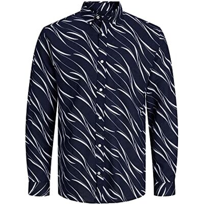 JACK & JONES Herrskjorta, Perfekt marin/Aop: smal passform, XL JACK & JONES Herrskjorta, Perfekt marin/Aop: smal passform, XL