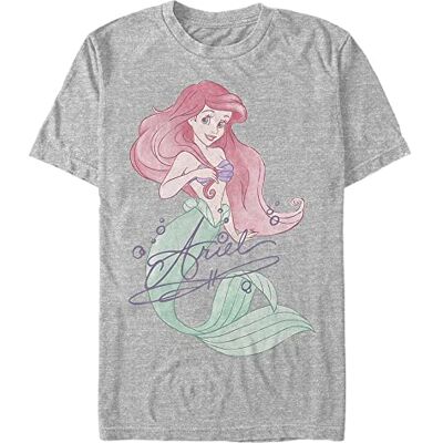 Disney Unisex The Little Mermaid-Signed Ariel Organic Short Sleeve T-shirt, Melange Grey, S, Melange grå, S Disney Unisex The Little Mermaid-Signed Ariel Organic Short Sleeve T-shirt, Melange Grey, S, Melange grå, S
