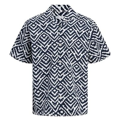 JACK & JONES Jjmilo Seersucker Resort Shirt Ss, Sky Captain, L JACK & JONES Jjmilo Seersucker Resort Shirt Ss, Sky Captain, L