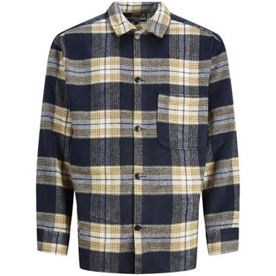 JACK & JONES Bestseller A/S Jorzac Check Overshirt Ls Noos pikétröja för män, Yttre rymden, M JACK & JONES Bestseller A/S Jorzac Check Overshirt Ls Noos pikétröja för män, Yttre rymden, M