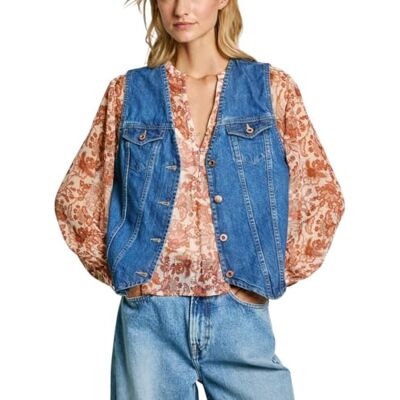 Pepe Jeans dam Maeve, skjorta, blå, S, Blå (Denim), S Pepe Jeans dam Maeve, skjorta, blå, S, Blå (Denim), S