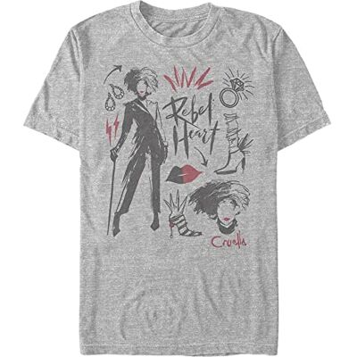 Disney Classics Unisex DNCA-Cruella Fashion Sketches Organic Short Sleeve t-shirt, Melange Grey, XXL, Melange grå, XXL Disney Classics Unisex DNCA-Cruella Fashion Sketches Organic Short Sleeve t-shirt, Melange Grey, XXL, Melange grå, XXL