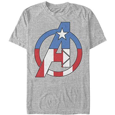 Marvel Unisex Classic Avenger Captain America Organic kortärmad T-shirt, Melange grå, M Marvel Unisex Classic Avenger Captain America Organic kortärmad T-shirt, Melange grå, M