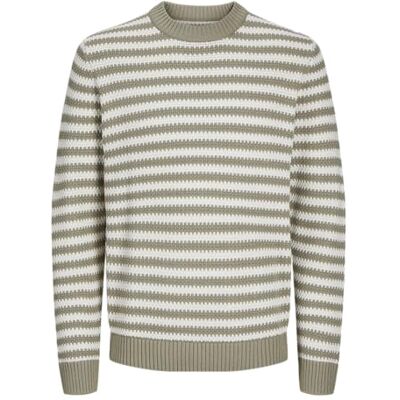 JACK & JONES JOREATON Knit Crew Neck BF, Silver Sa/Stripes: sea Salt, XL JACK & JONES JOREATON Knit Crew Neck BF, Silver Sa/Stripes: sea Salt, XL