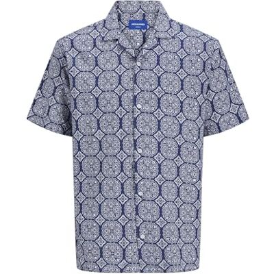 JACK & JONES Jorseersucker AOP Shirt Ss Pls, Ocean Cavern, 5XL JACK & JONES Jorseersucker AOP Shirt Ss Pls, Ocean Cavern, 5XL