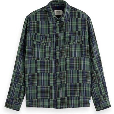 Scotch & Soda Relaxed fit lappteknik skjorta, Navy Check 401, L Scotch & Soda Relaxed fit lappteknik skjorta, Navy Check 401, L